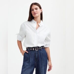 Madewell White Relaxed Button-Up Long Sleeve Shirt Women’s Size X-Small